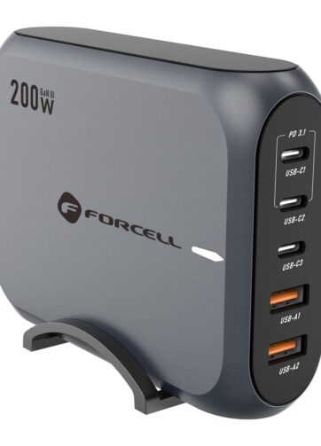 FORCELL F-ENERGY GaN III VT-51 desktop punjac 3 x Type C + 2 x USB A PD QC4.0 SFC2.0 5A 200W